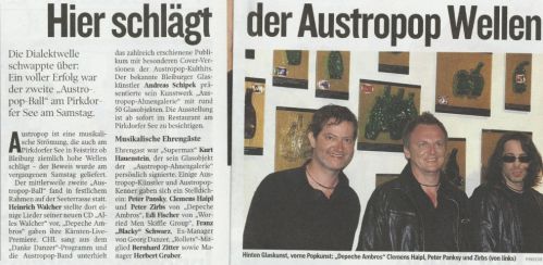 Zeitungsartikel Austro-Pop